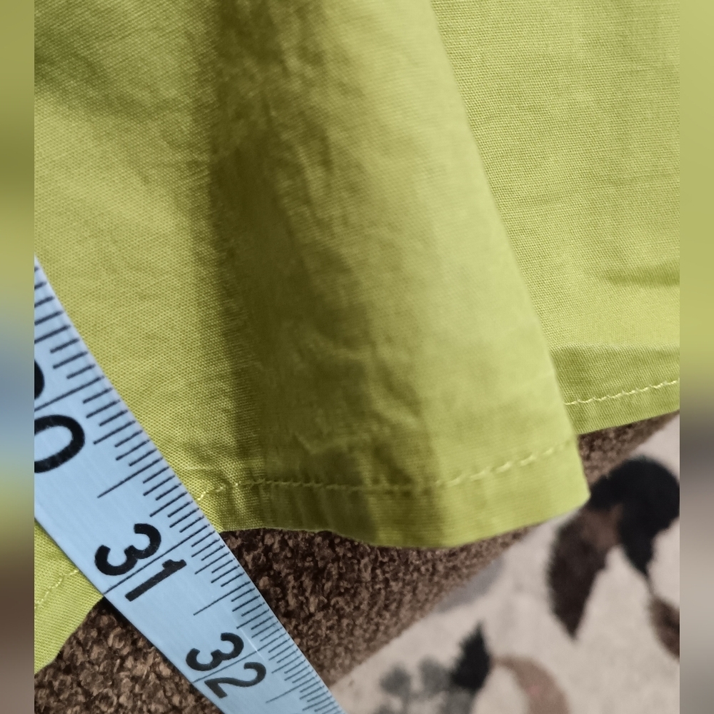 Day + Moon Mini Dress Sz M Olive Green Star Embroidered Collared Ruffle Cotton - Picture 12 of 12